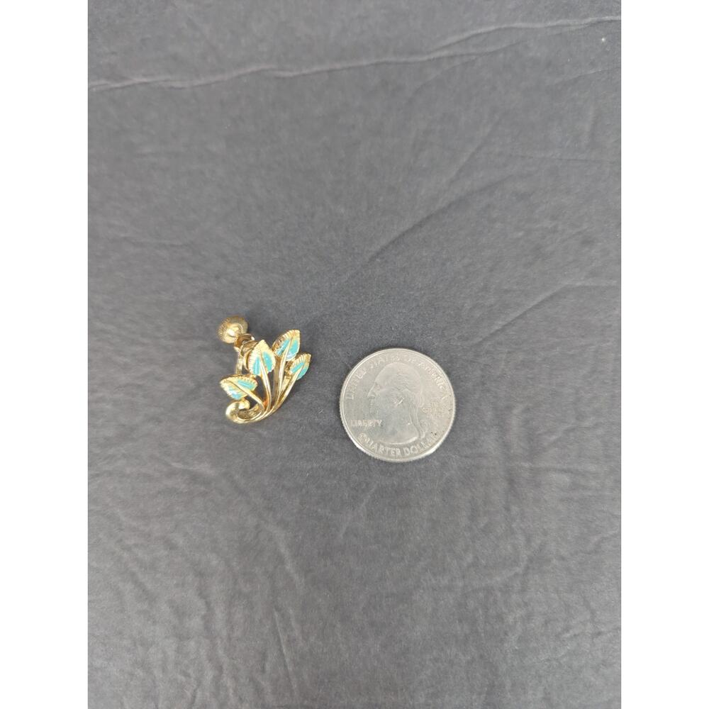 Vintage Coro Gold Tone Leaf Scroll Screw Back Earrings Retro Mid Century - Picture 8 of 9